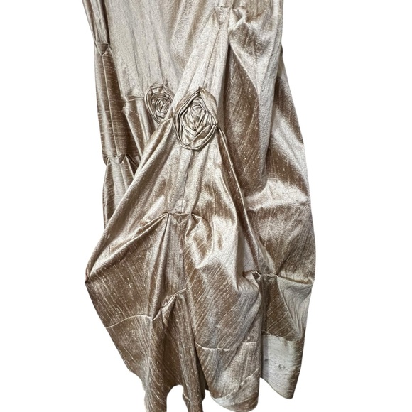Lee Andersen Vampiress Skirt XL Taupe Gold Dupioni Silk Roses Wedding Formal - Picture 4 of 15